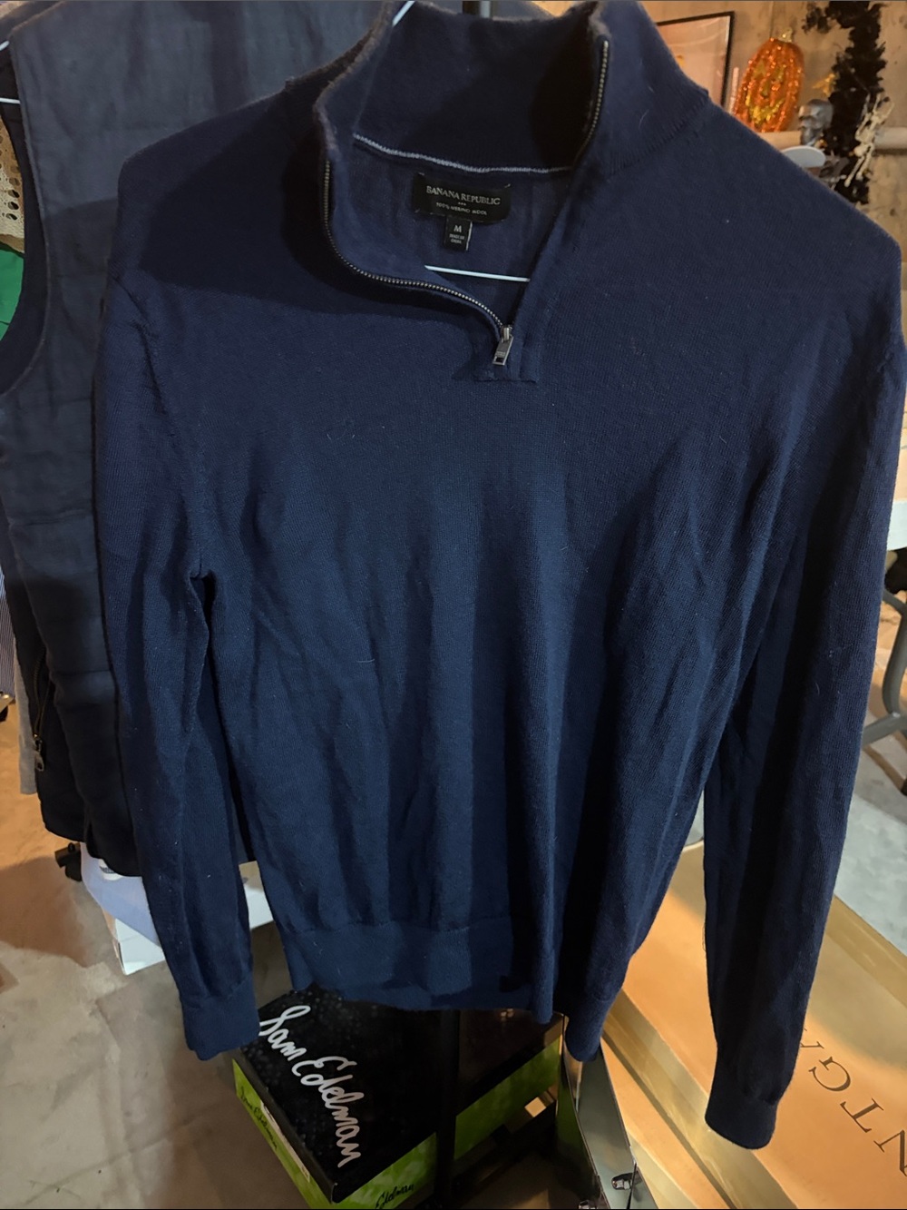 Banana Republic Men's Navy Half-Zip Sweater